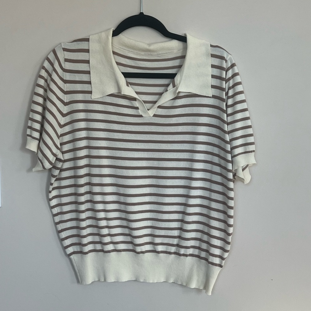 SHEIN - Dazy -Striped Knit Polo